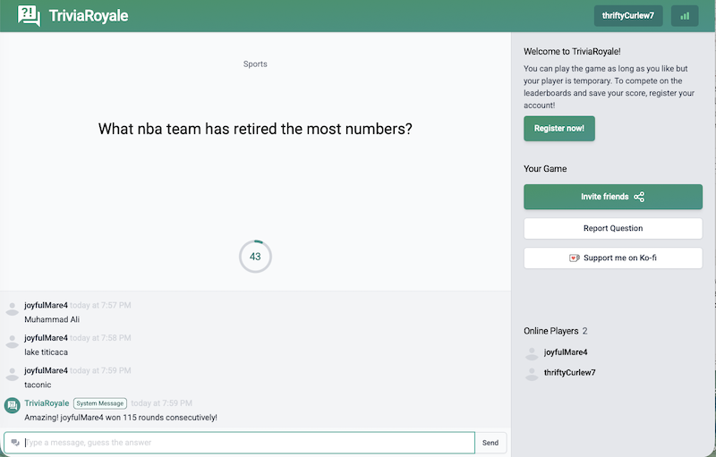 Trivia Royale gameplay screenshot